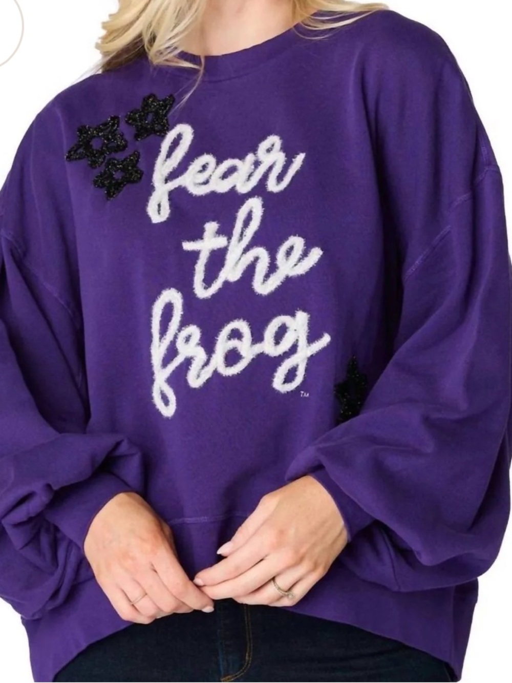 Purple Graphic Crewneck Sweater - "Fear the Frog"